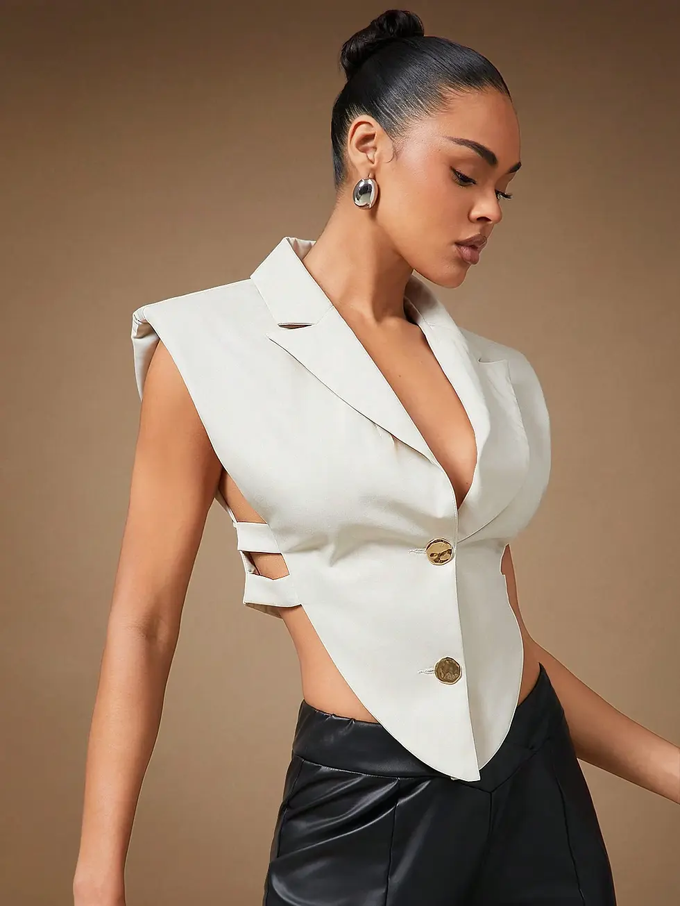 Thumbnail: Kutesy Kulture Haute Lapel Neck Blouse 