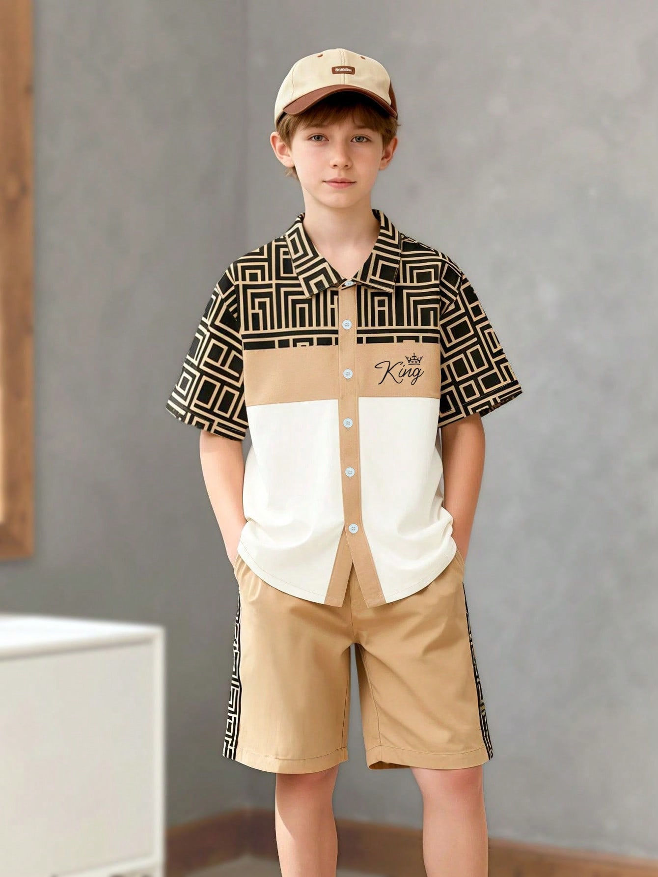 Us Kidz Real King Short Sleeve Shirt & Short Set