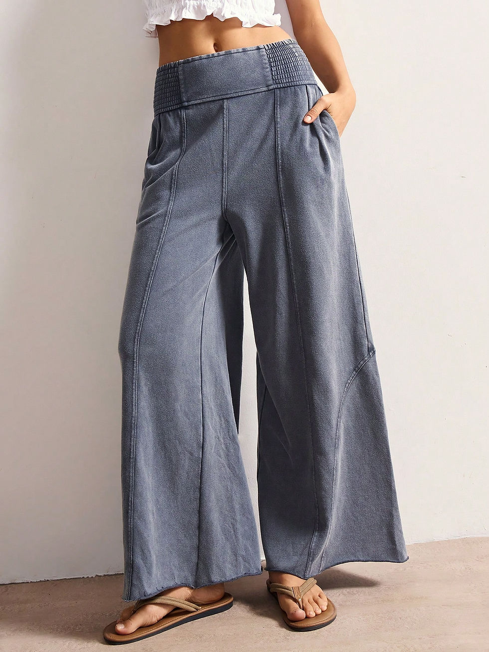 Thumbnail: Bizarre Bottoms Boho Mela Loose Wide-Leg Washed Pants