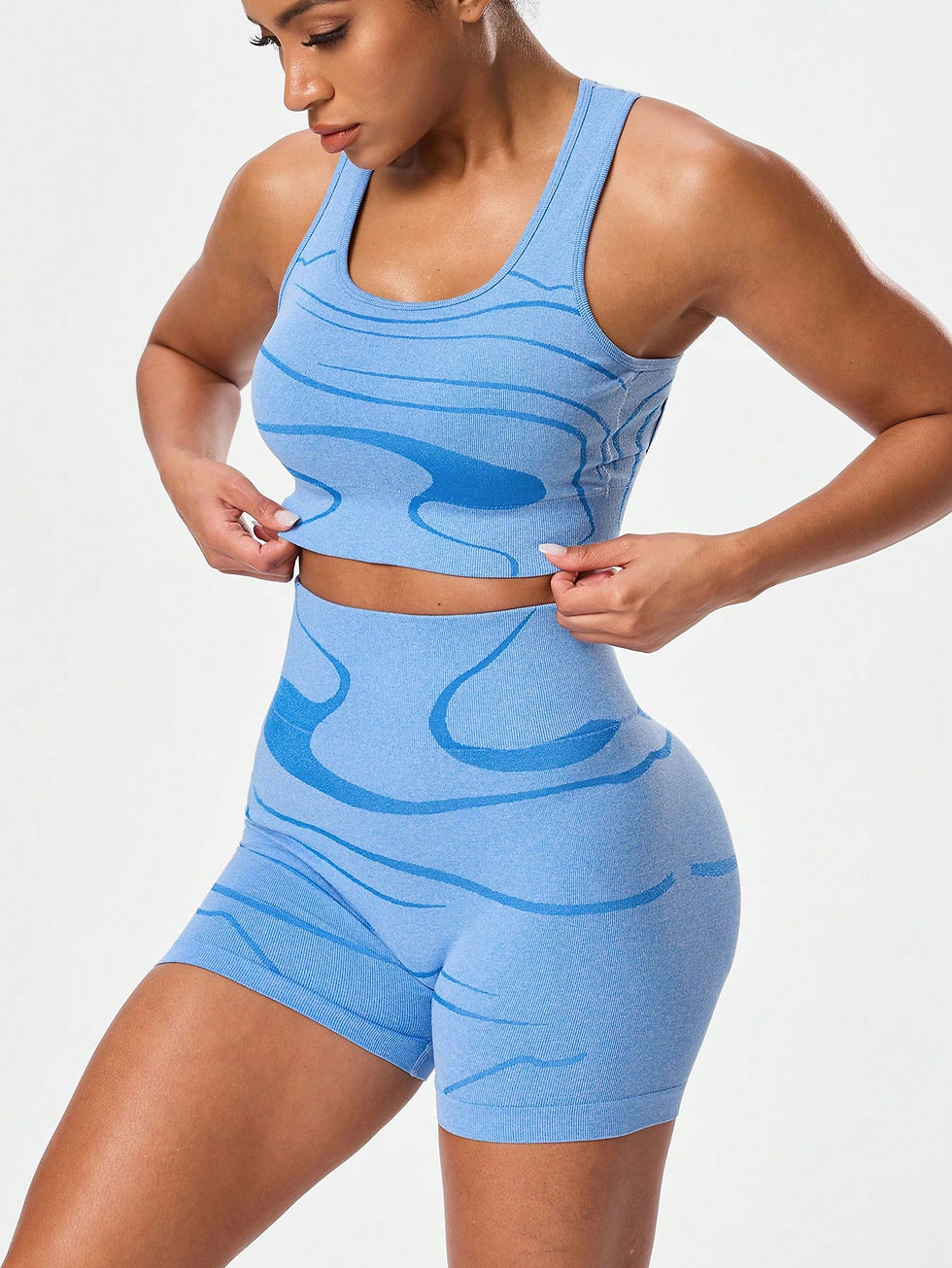 Thumbnail: Aerobfit Seamlux  Blue Swirl Set