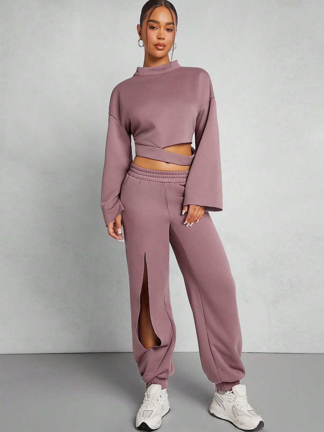 Kutesy Kulture Cut Out Sweatshirt & Jogger Pants Set