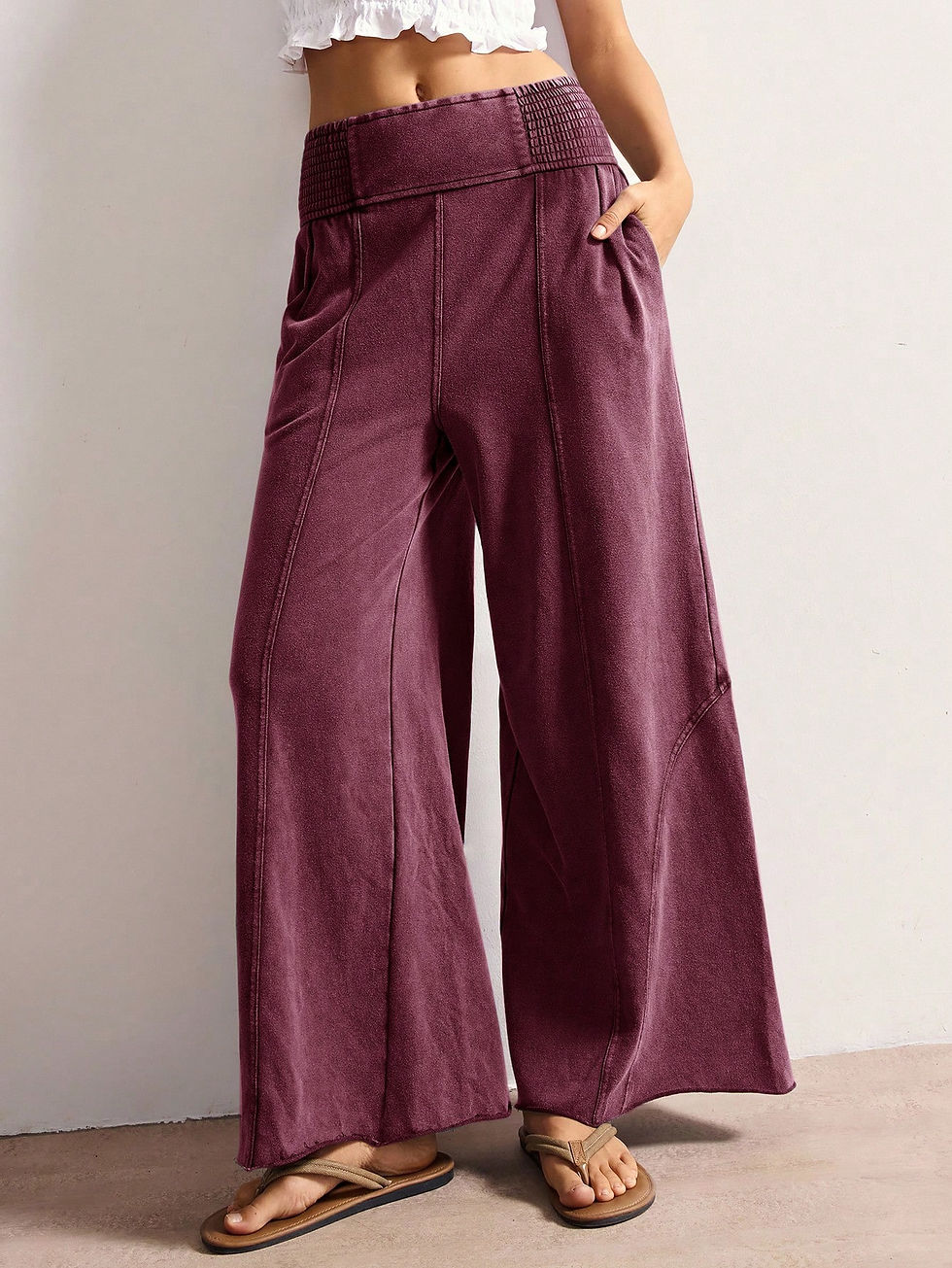 Thumbnail: Bizarre Bottoms Boho Mela Loose Wide-Leg Washed Pants