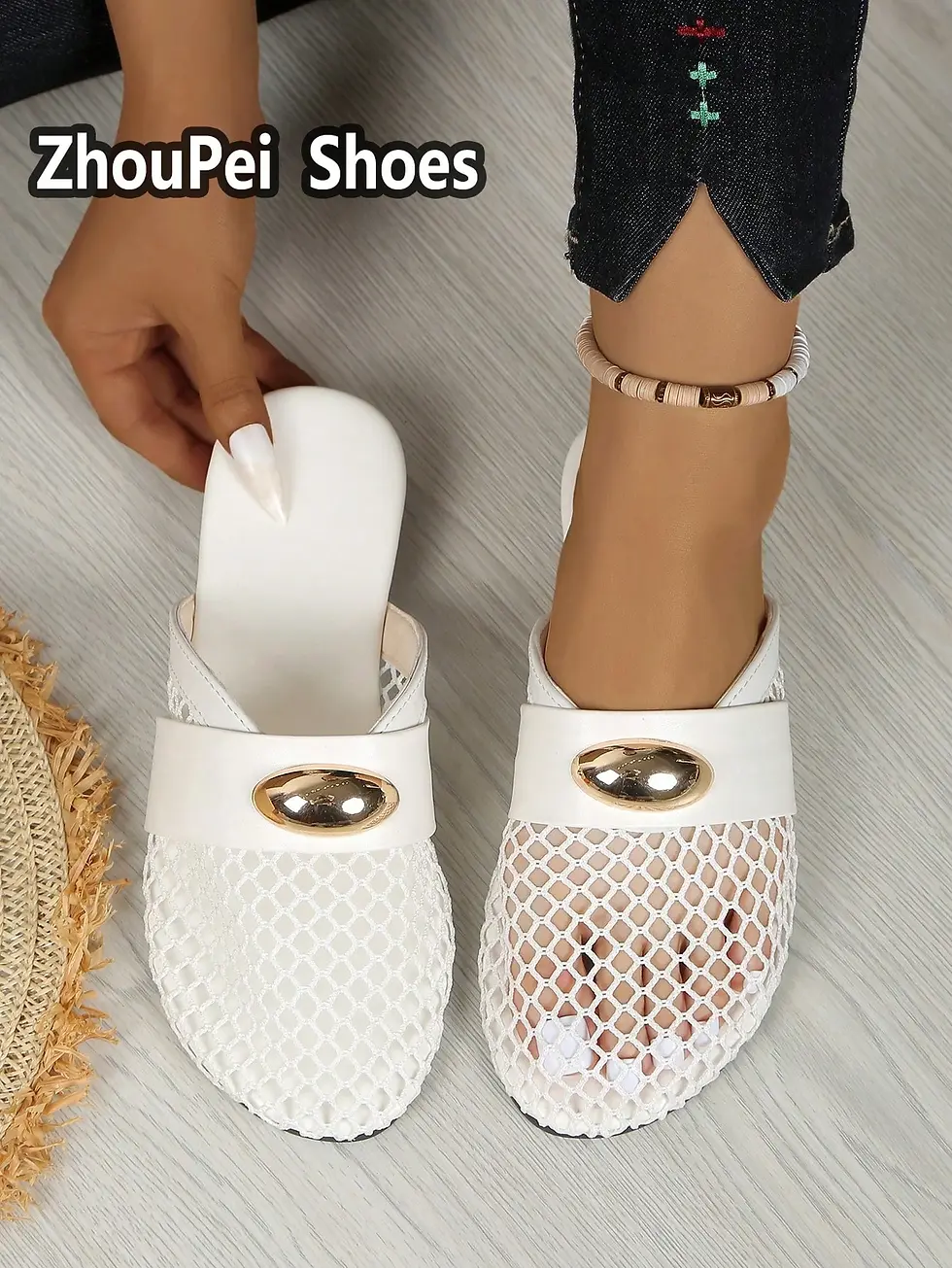 Thumbnail: The Shoe Platform Women's Cacos Fishnet Sandals