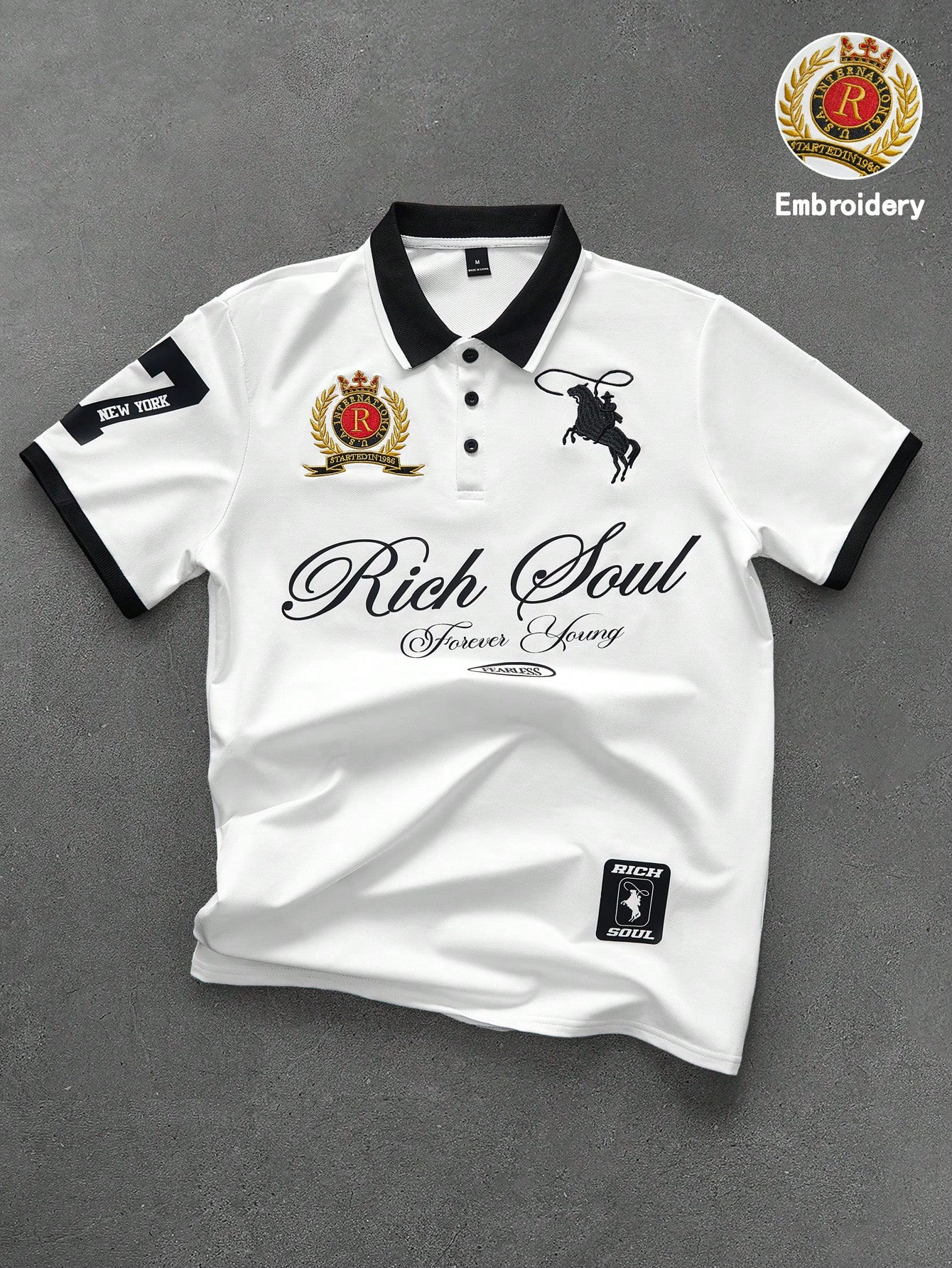 The Man Cave Rich Soul Embroidered Polo Shirt
