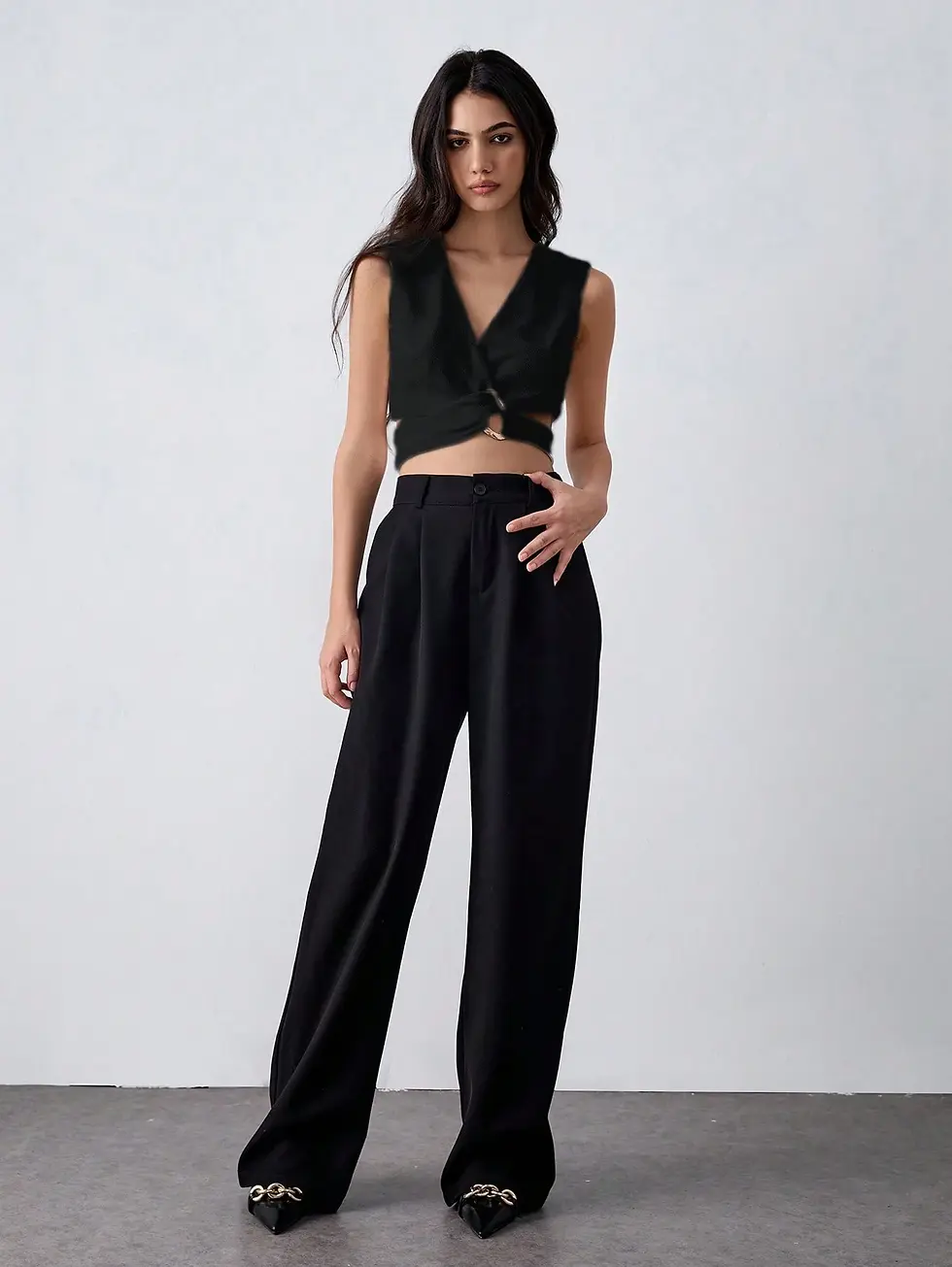 Thumbnail: Kutesy Kulture Slash Wrap Front  Crop Top