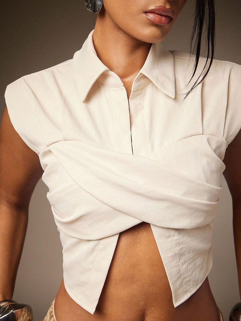 Thumbnail: Kutesy Kulture Split Pleat Crop Top