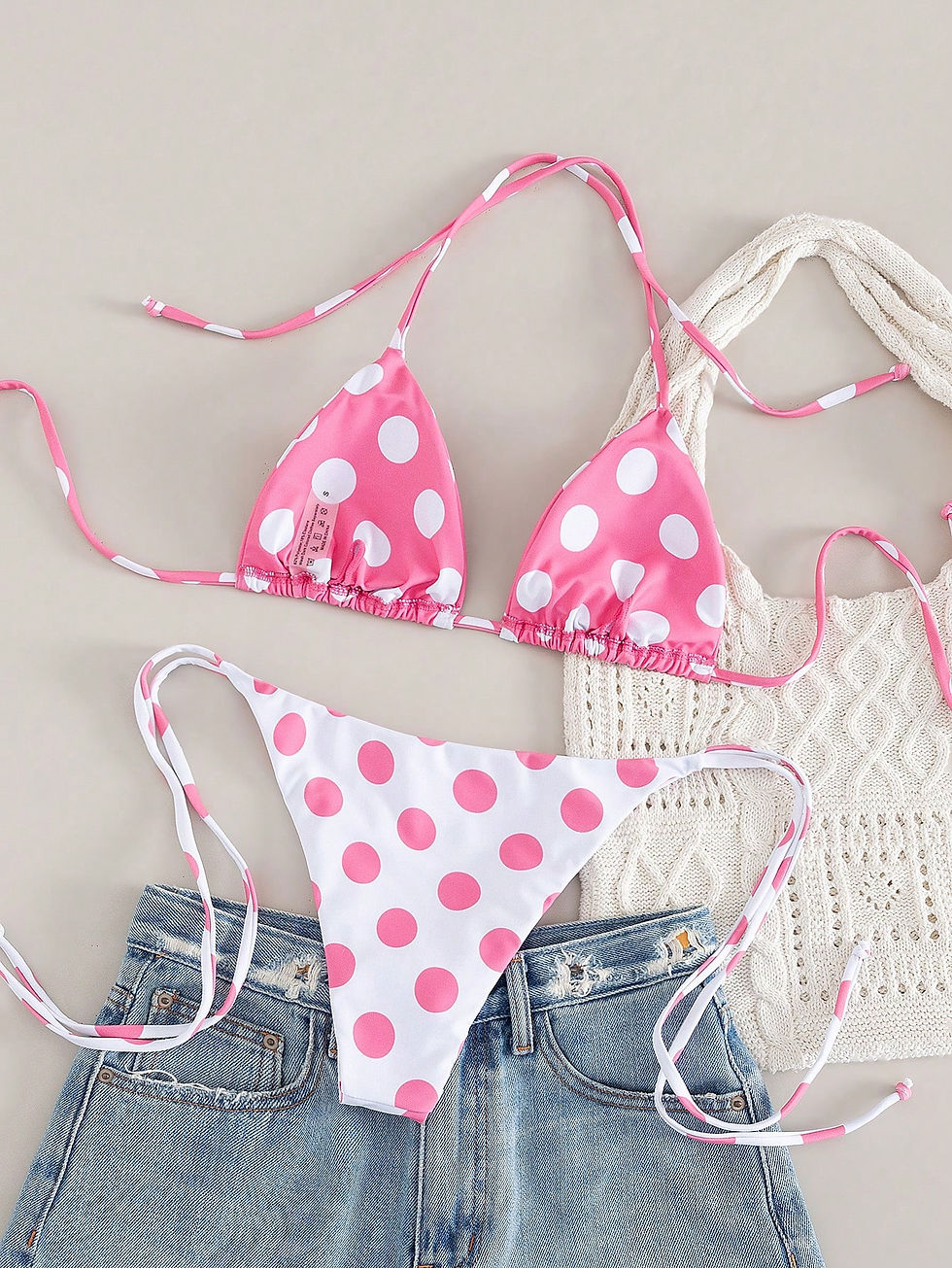 Thumbnail: Signature Swim Pink Polka Dot Bikini Set 