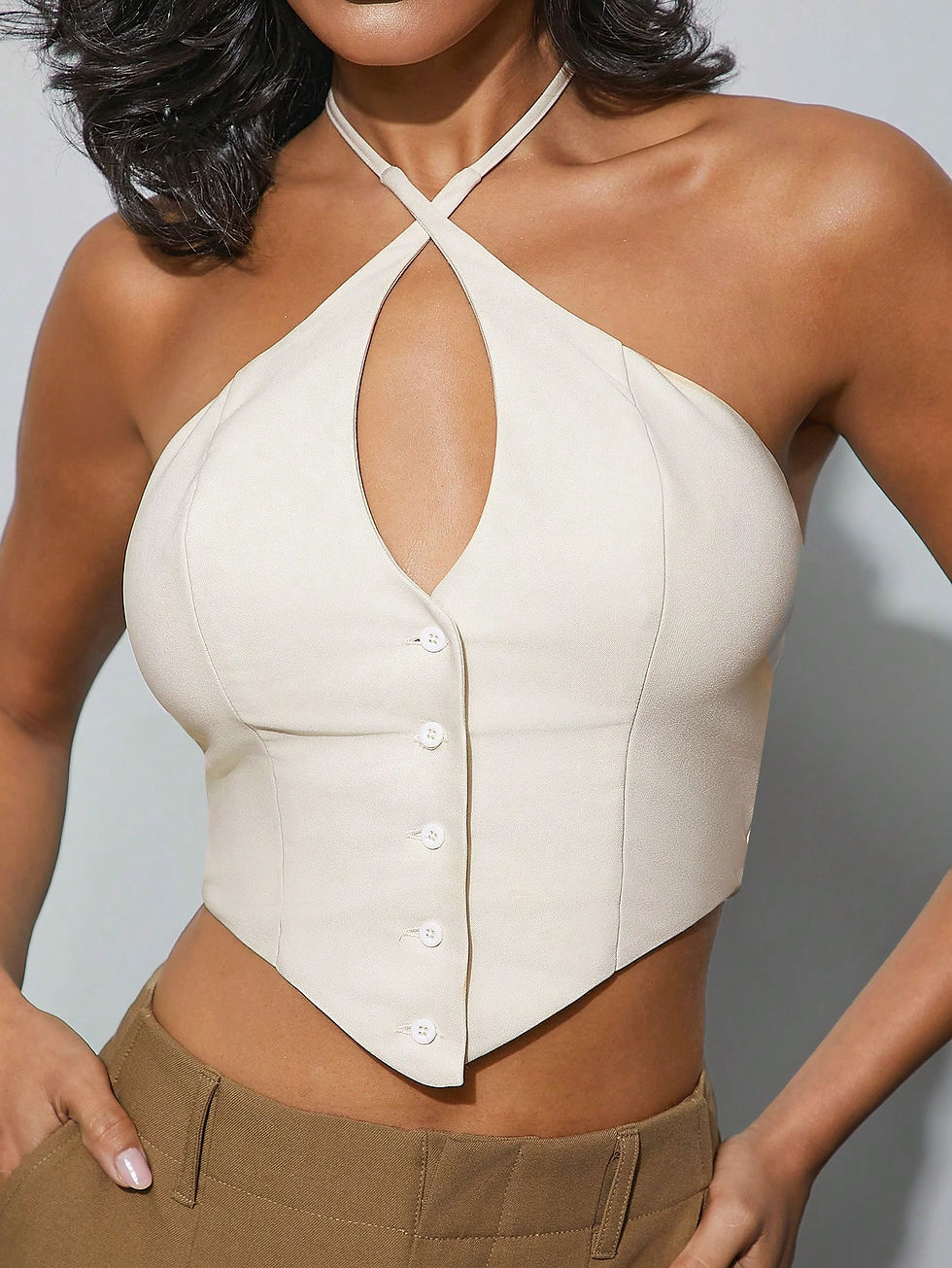 Thumbnail: Kutesy Kulture Crisscross Halter Crop Top