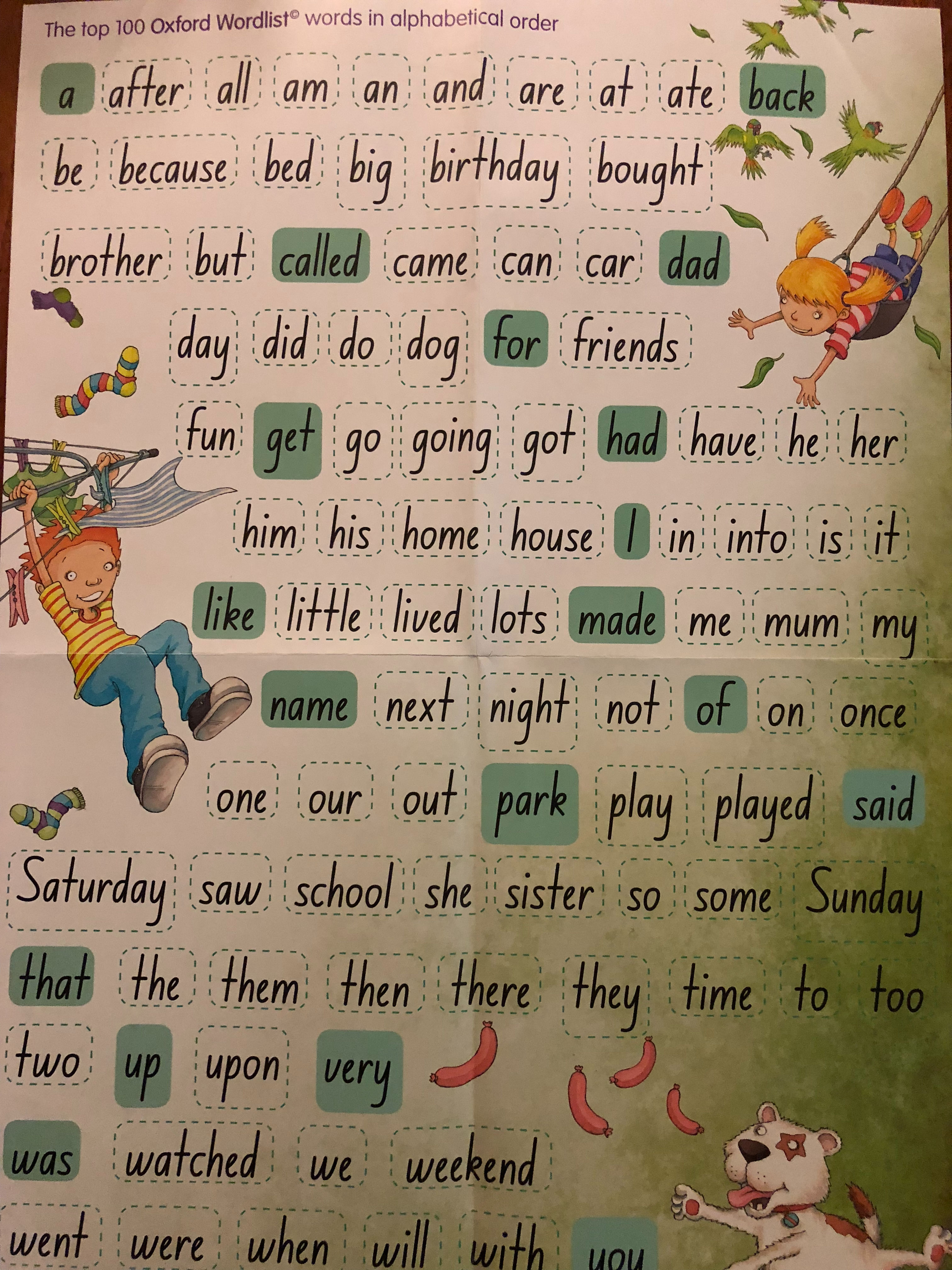Oxford Word List Folded Poster 