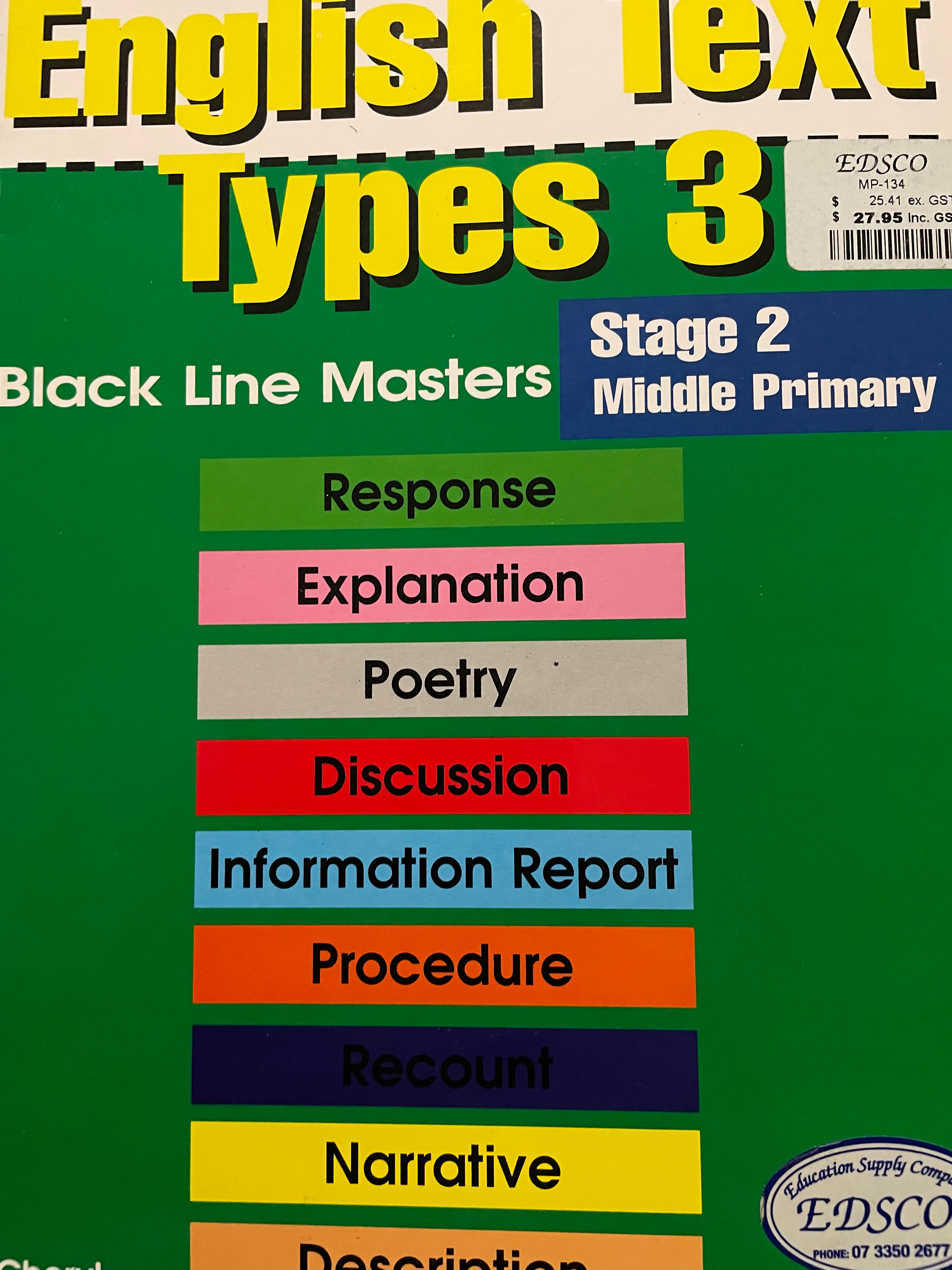 English Text Types 3 BLMs