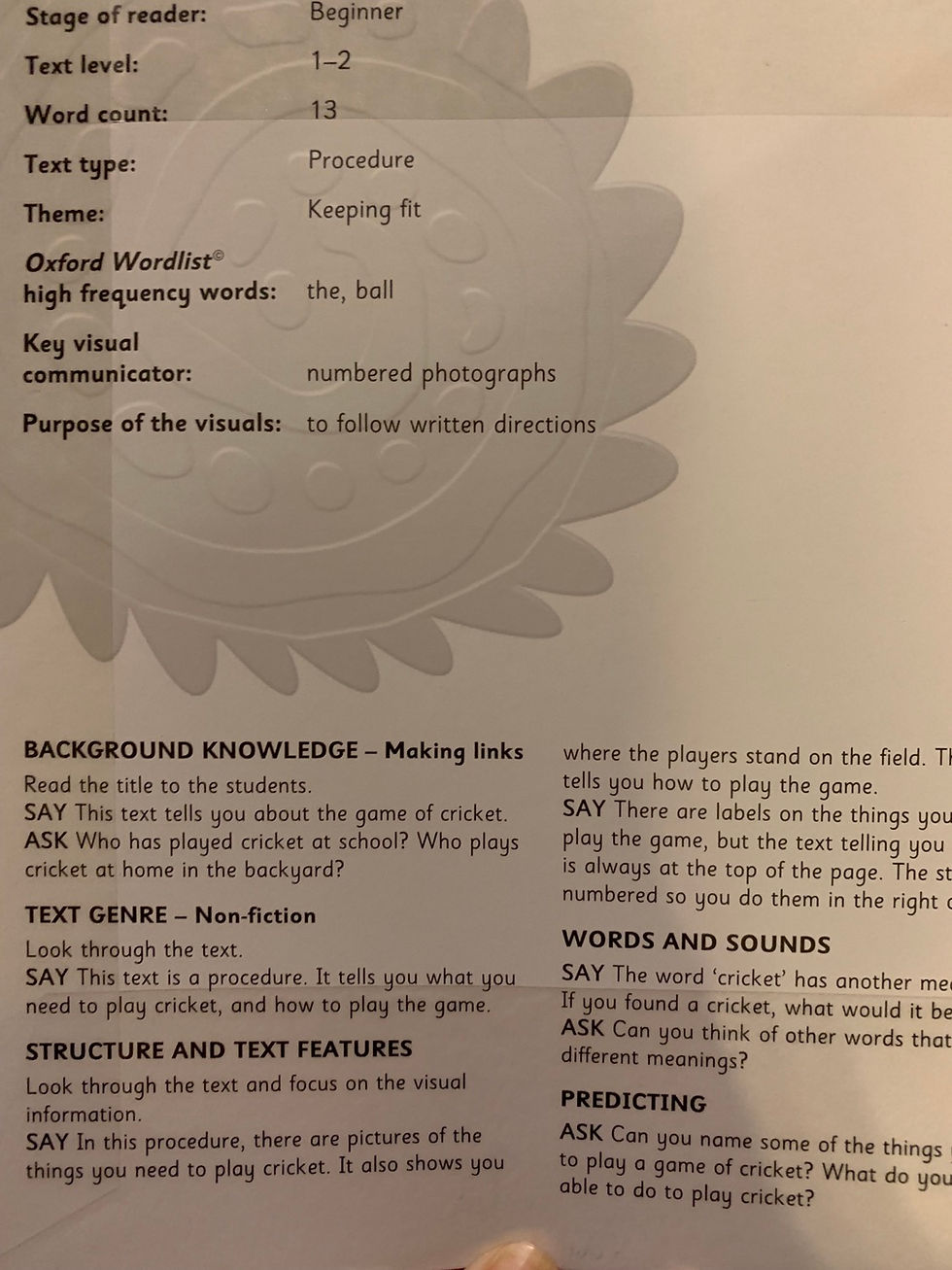 Thumbnail: Playing Cricket Student & Teacher Books Level 2