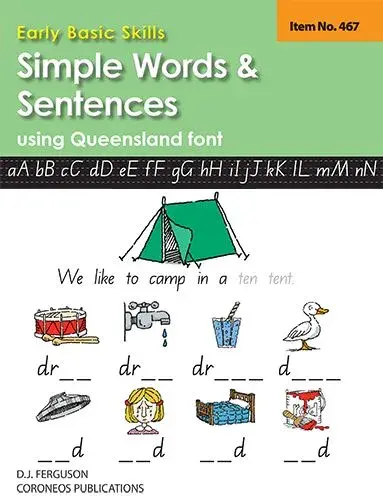 Early Basic Skills 2: Simple Words & Sentences using Queensland font