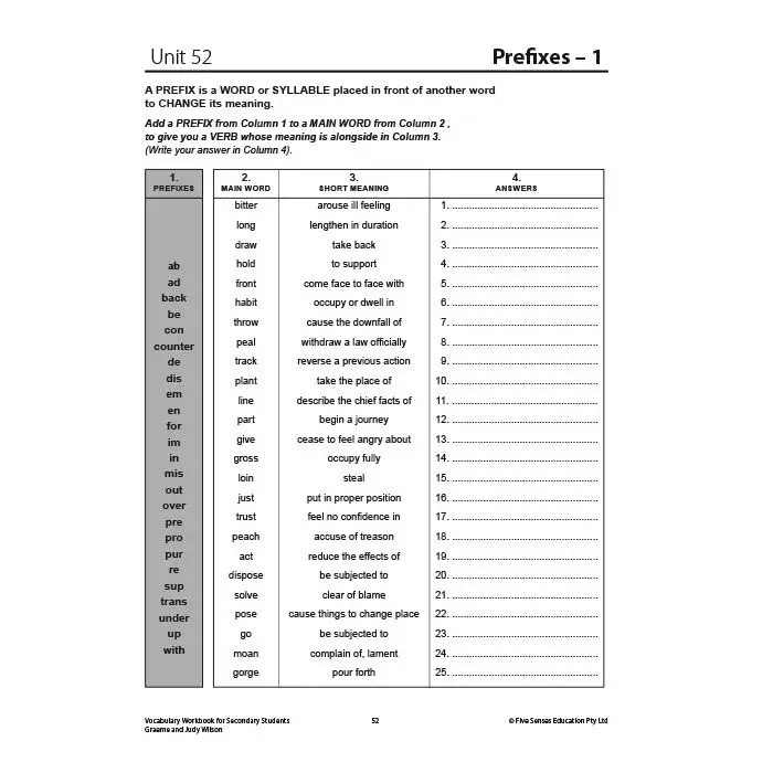 Thumbnail: Vocabulary Workbook for Secondary Students