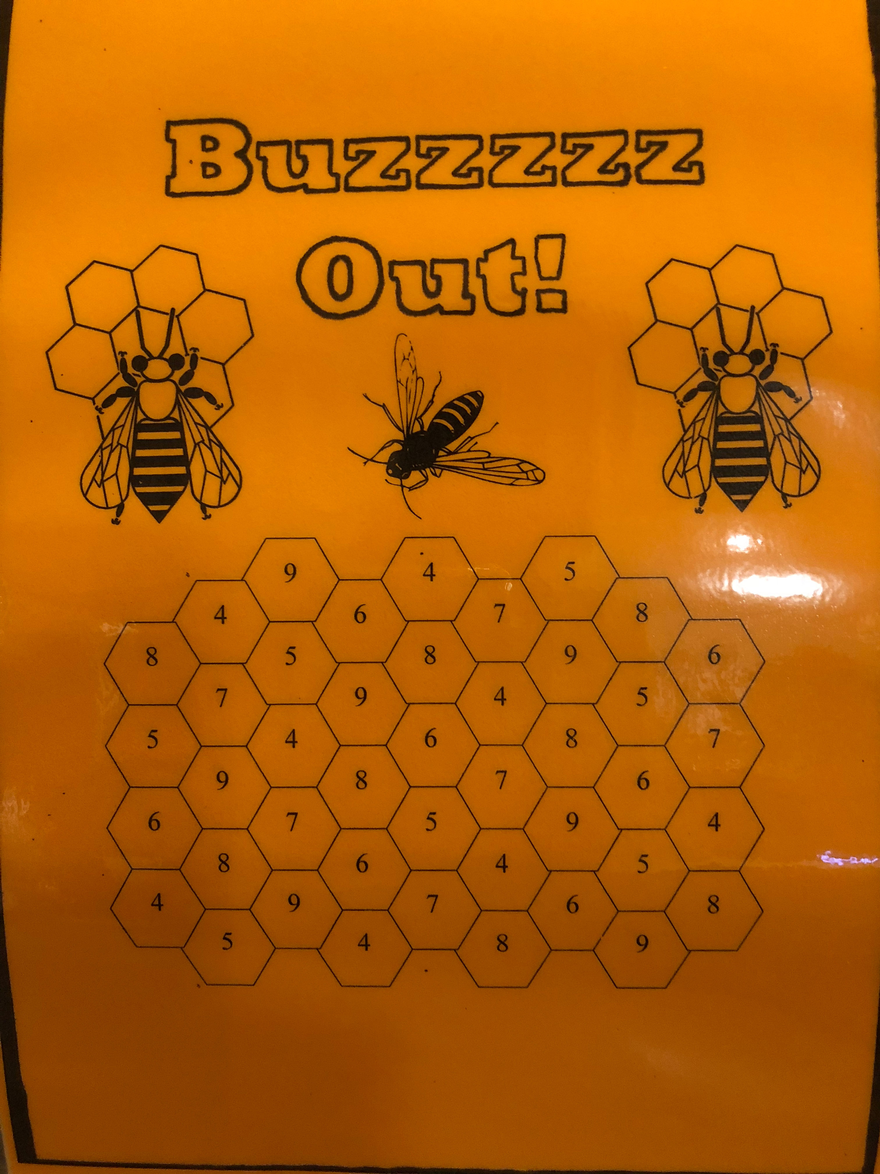 Buzz Out Addition Fact to Ten Game (Laminated A4)