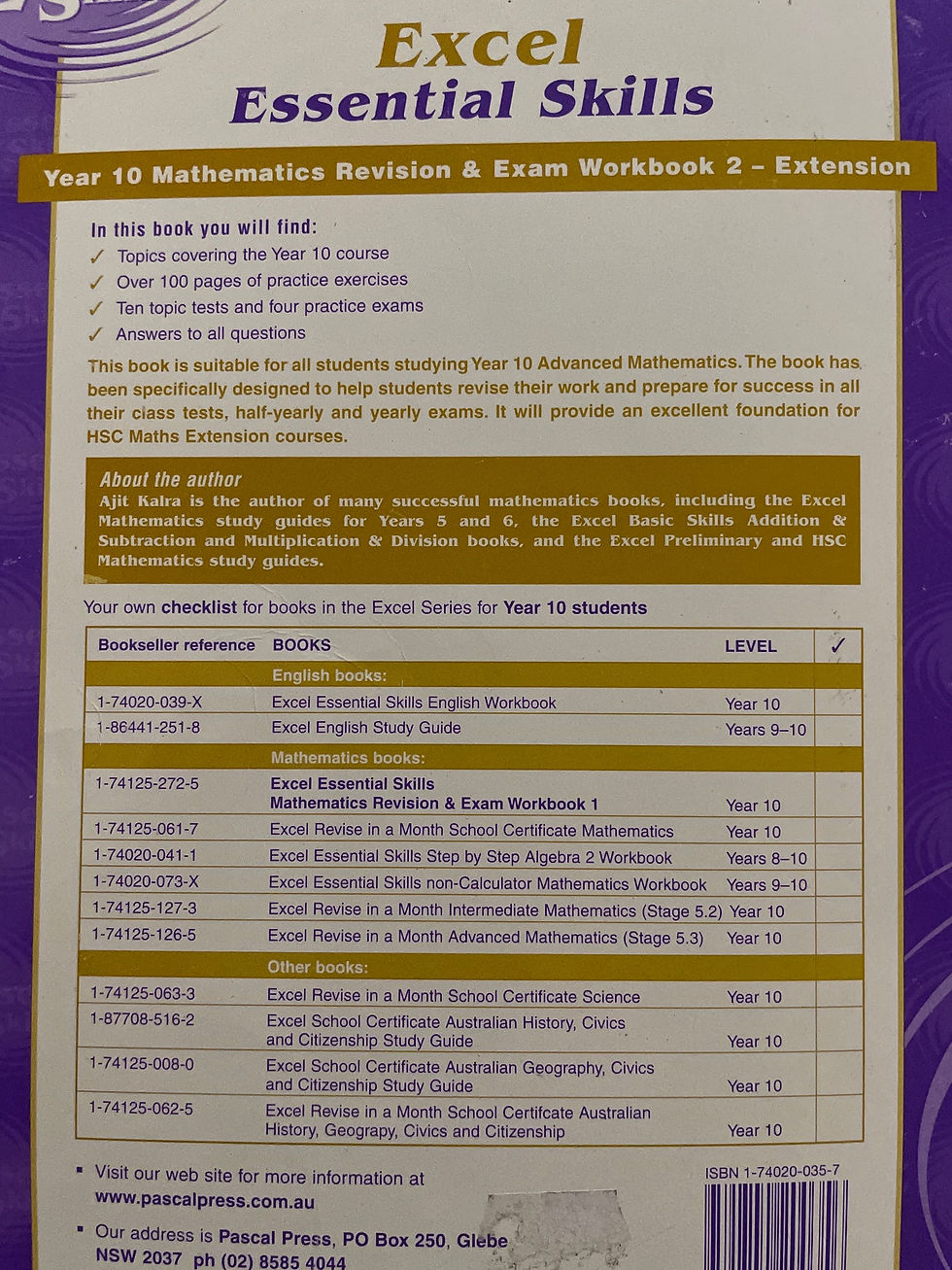 Thumbnail: Excel Year 10 Mathematics Revision & Exam Workbook 2 - Extension