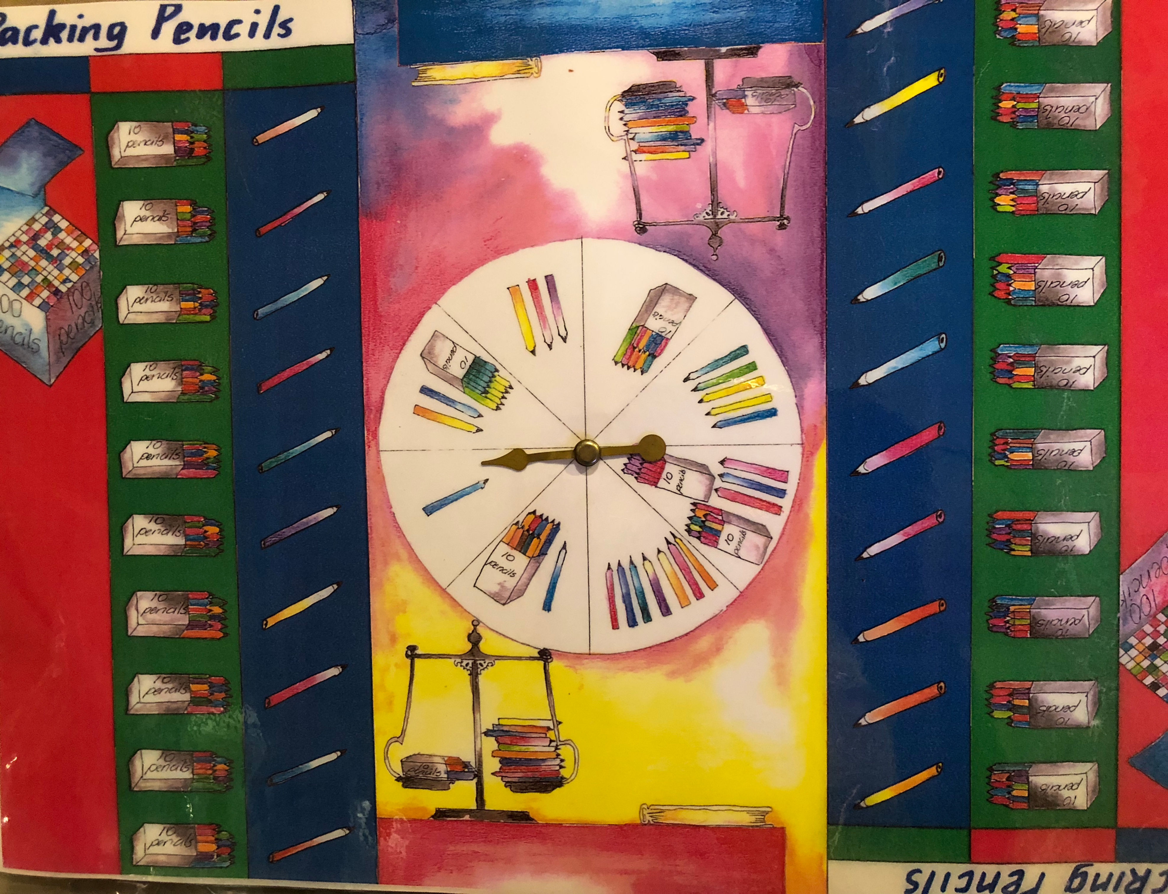 Packing Pencils Two Digit Number Game with spinner on game board (Laminated A3) 