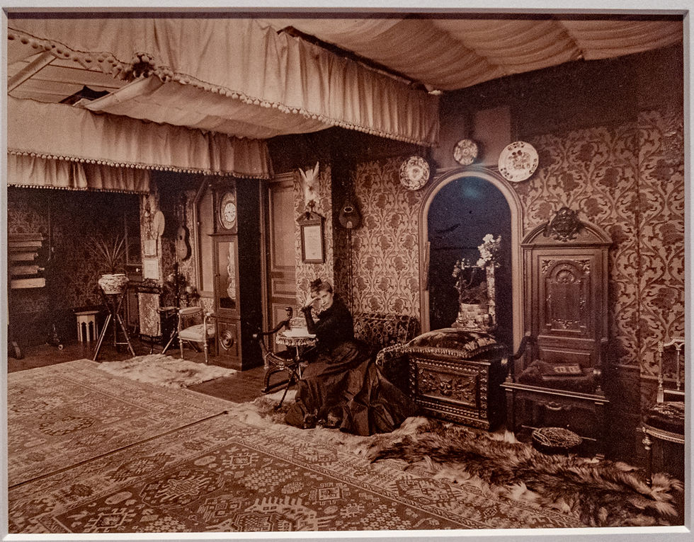 Interieur van de fotostudio van Walter Damry, Rijsel ( Daglichtcollodiumzilverdruk 1890) - Edouard Wettstein