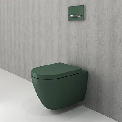 Thumbnail: Bocchi Venezia Suspended Toilet Bowl Without Channel Matte Green Lid Except 1295
