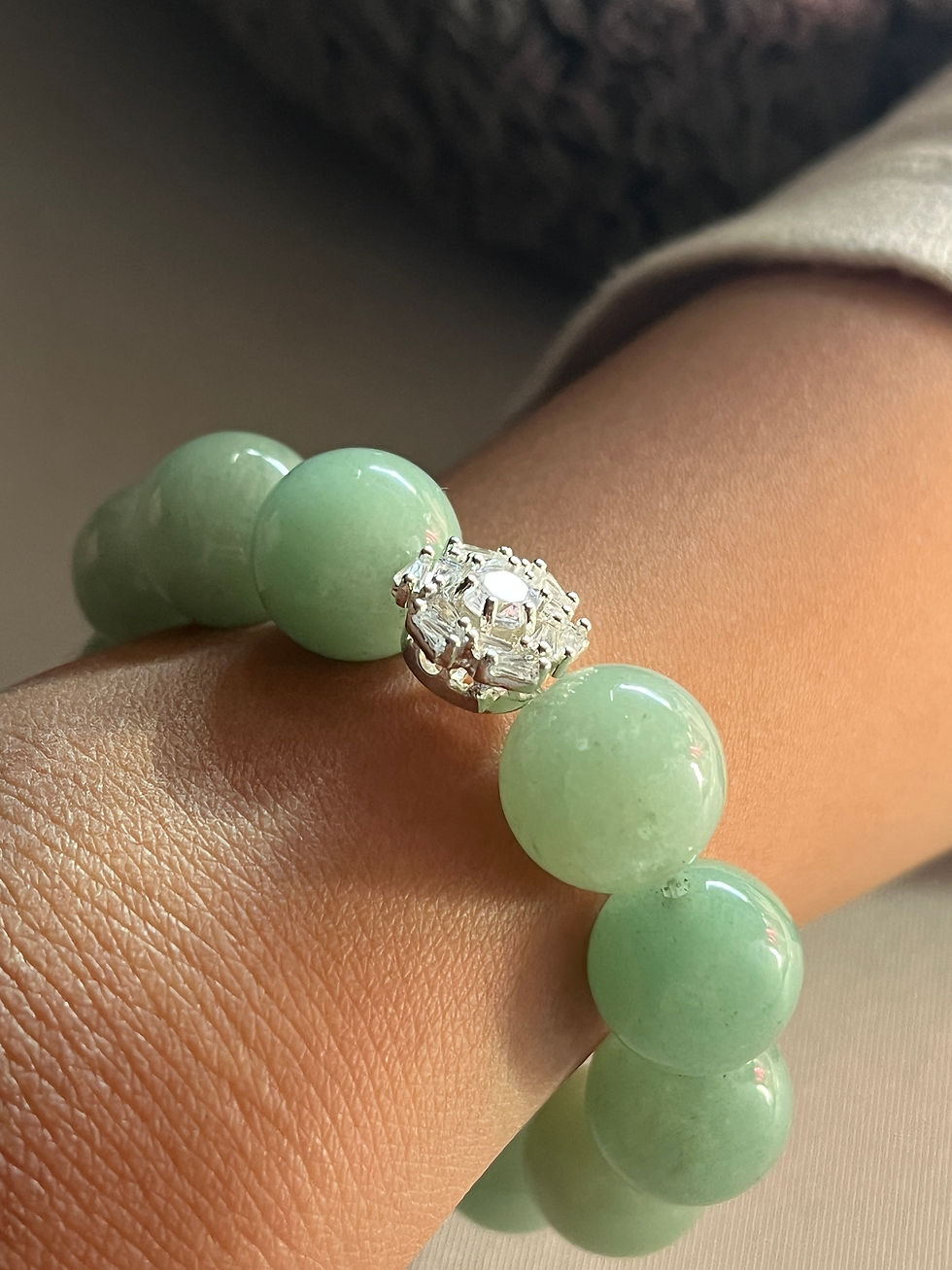 Thumbnail: Aventurine Elegant Crystal Flower 14mm Beads Bracelet