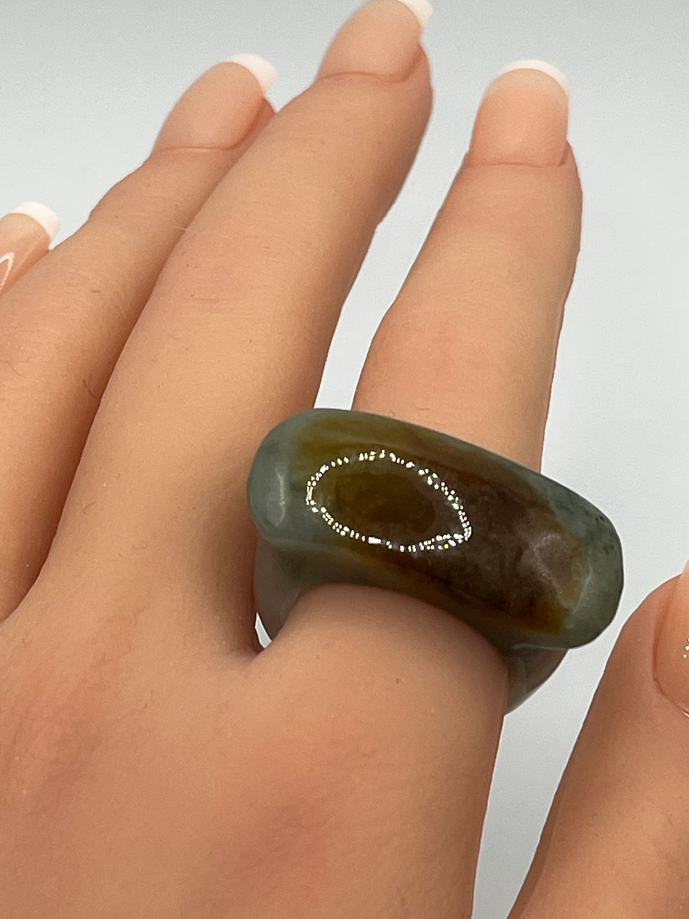 Thumbnail: Jade Saddle Ring Size 7.5 US