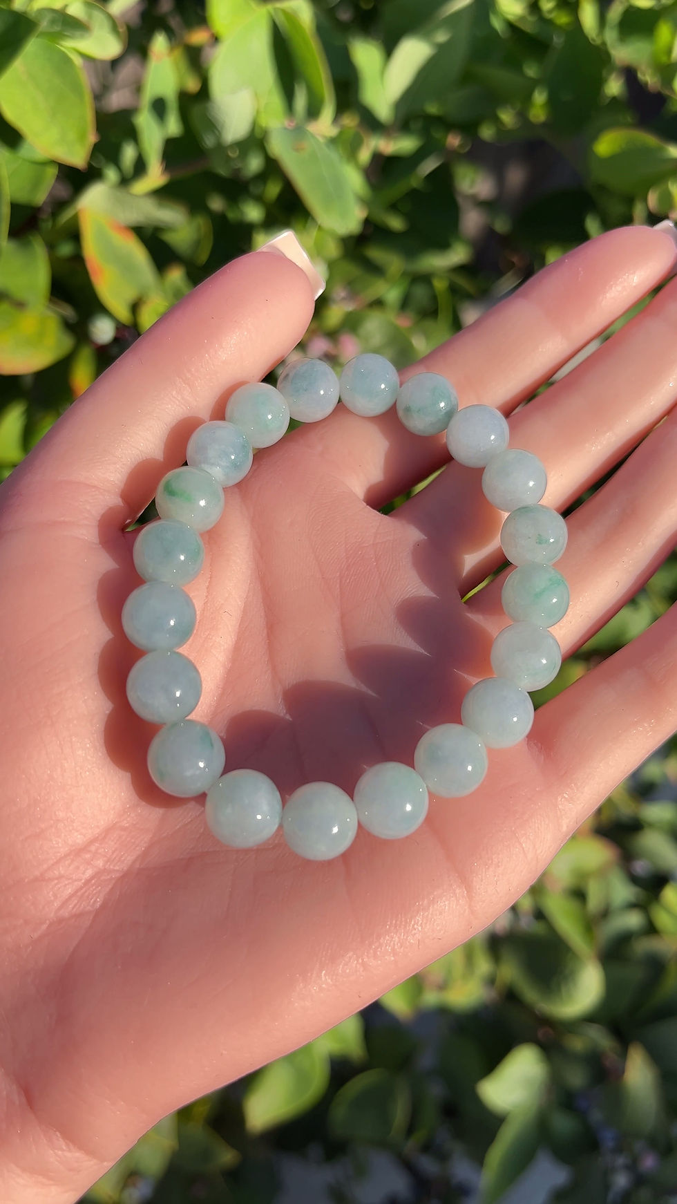 Thumbnail: Jade Light Flower Spicy Green Flower Jadeite Beads ( 6.5 inches )