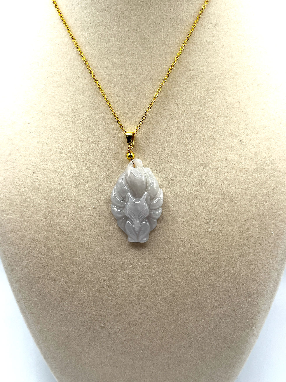 Thumbnail: Burma Jadeite Nine Tail Fox with 14K gold plated