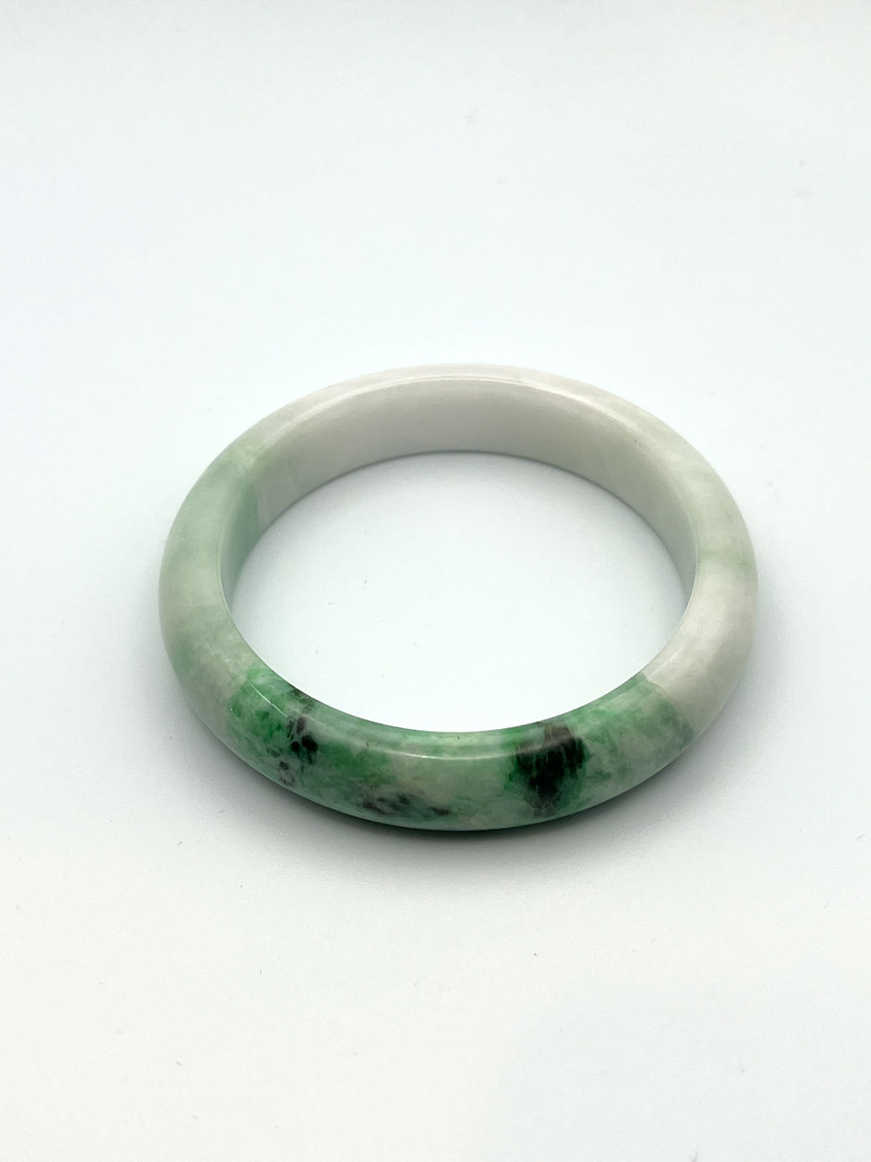 Thumbnail: Jade Bangle Spicy Green and White ( 58.6 mm )