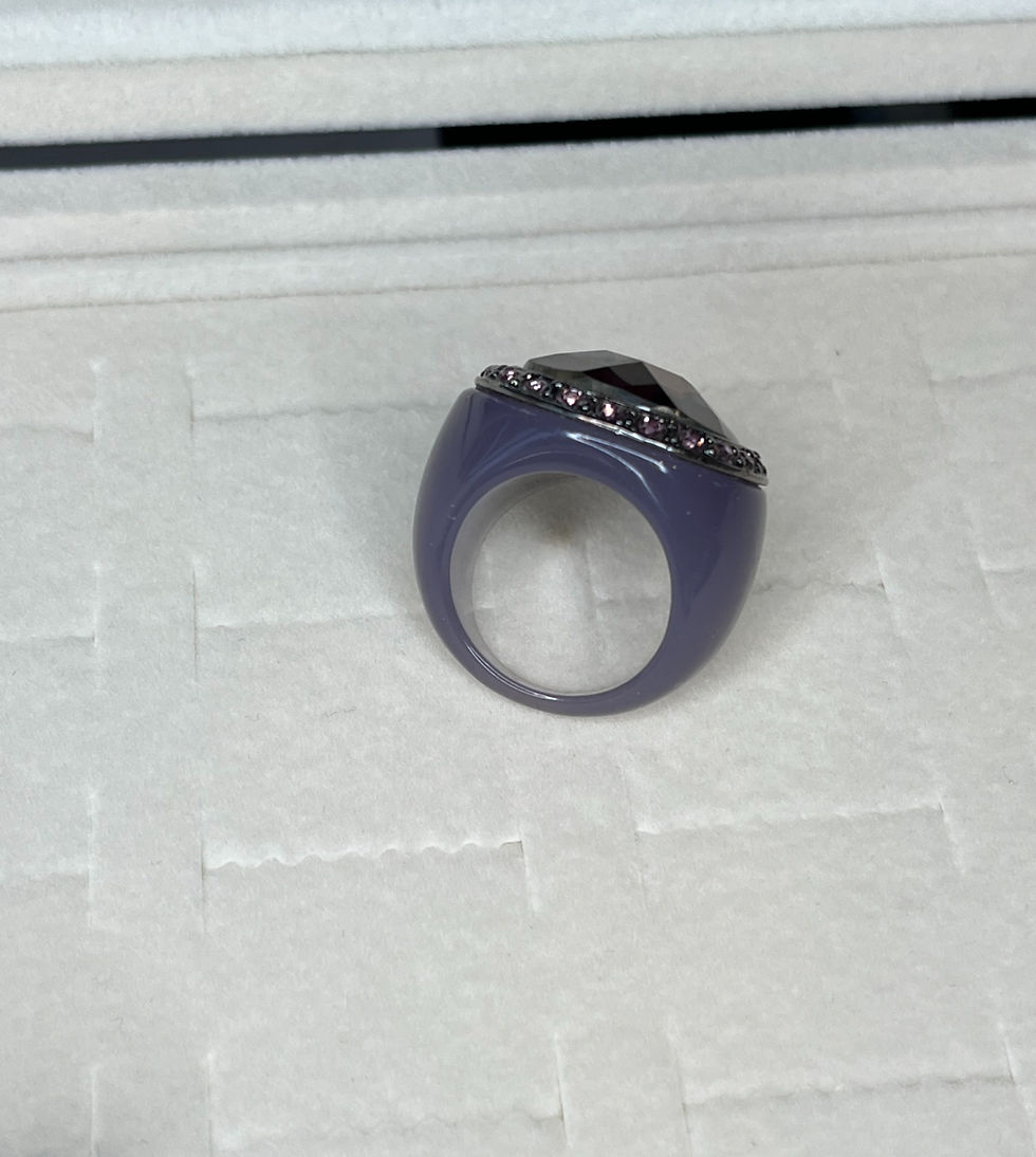Thumbnail: Ring Purple Crystal Beautiful Bling Tear Drop Shape Plastic