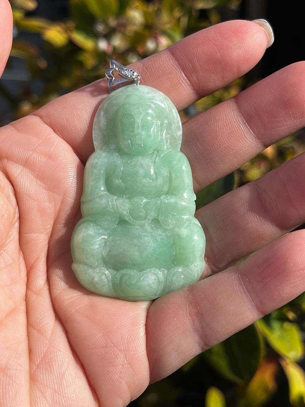 Thumbnail: Burma Jadeite Apple Green Buddha S925 bail