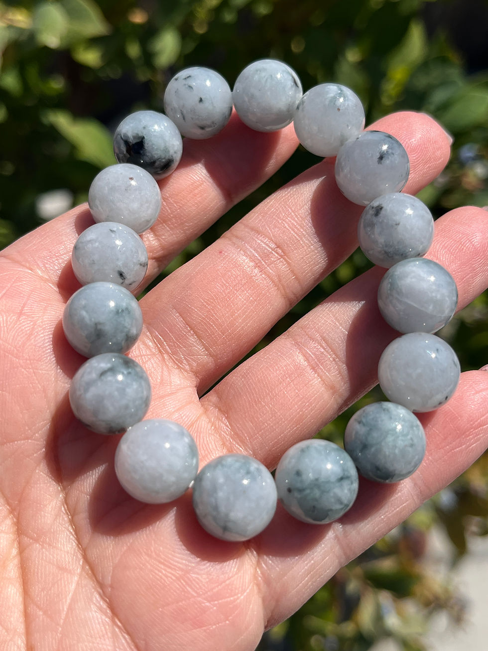 Thumbnail: Jade Bracelet Icy Piao Hua Flowery Jadeite Beads (7 inches)