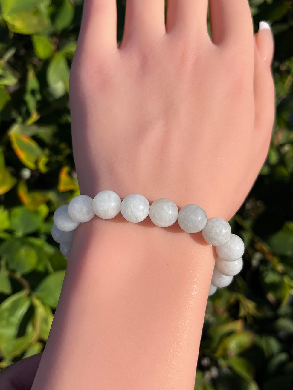 Thumbnail: Jade Bracelet Moonlight 8mm beads size (6.5 in)