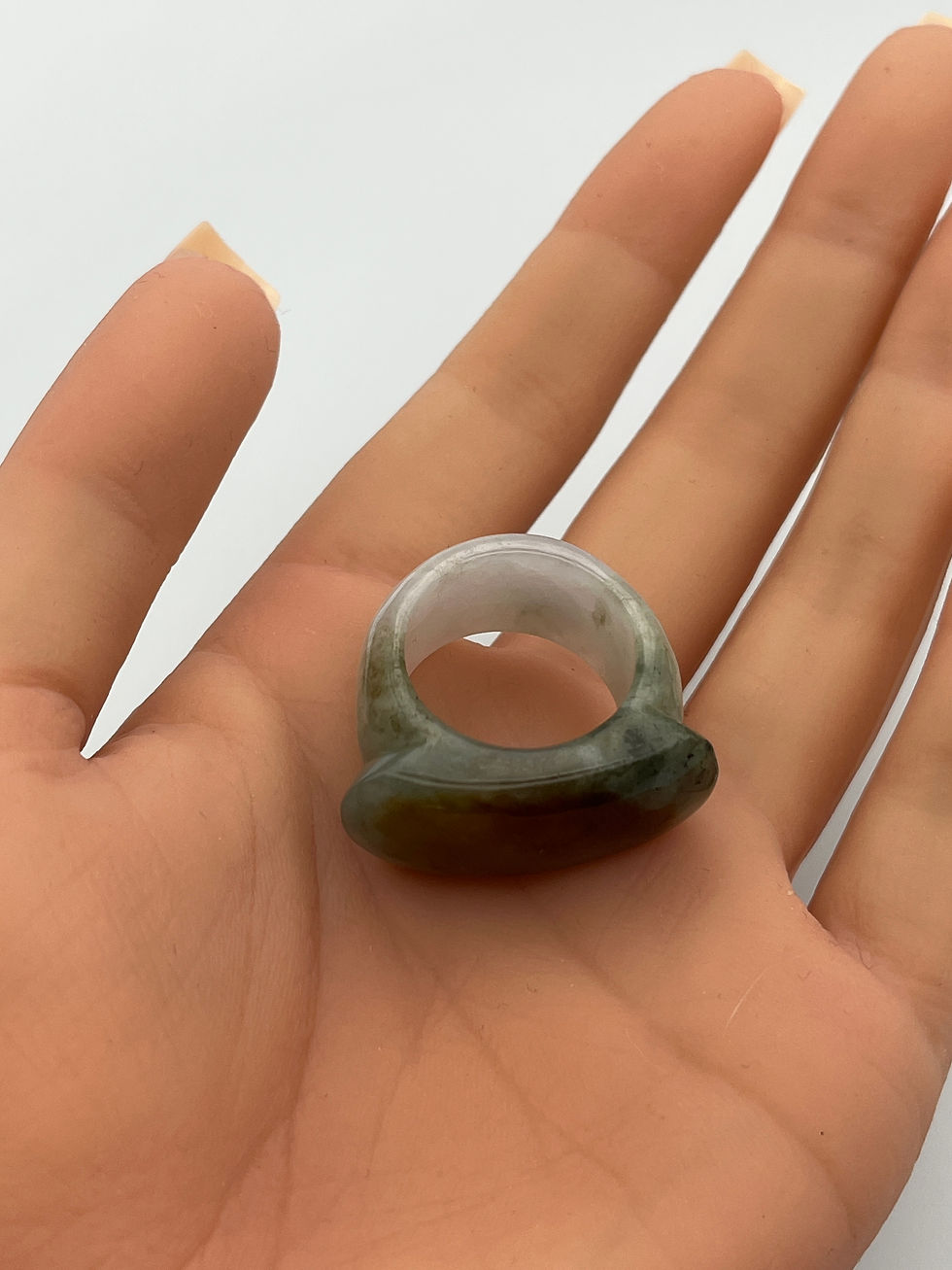 Thumbnail: Jade Saddle Ring Size 7.5 US