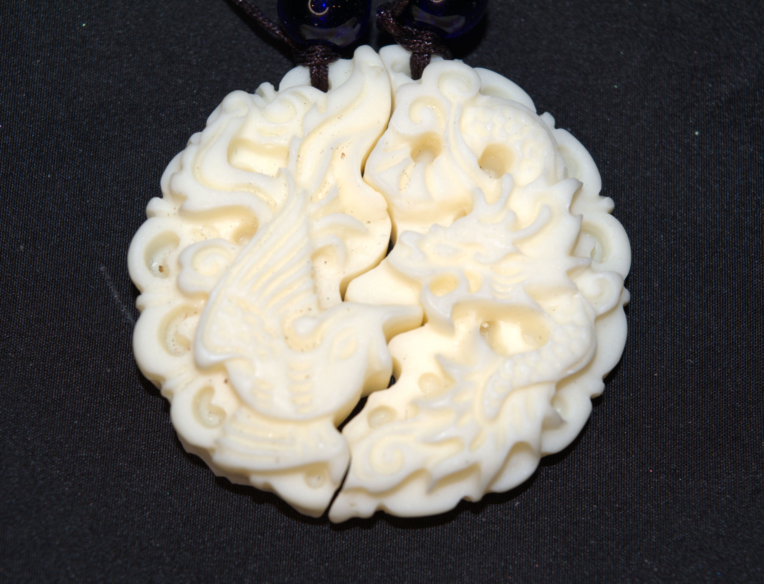 Necklace Chinese Phoenix and Dragon Ivory Nut
