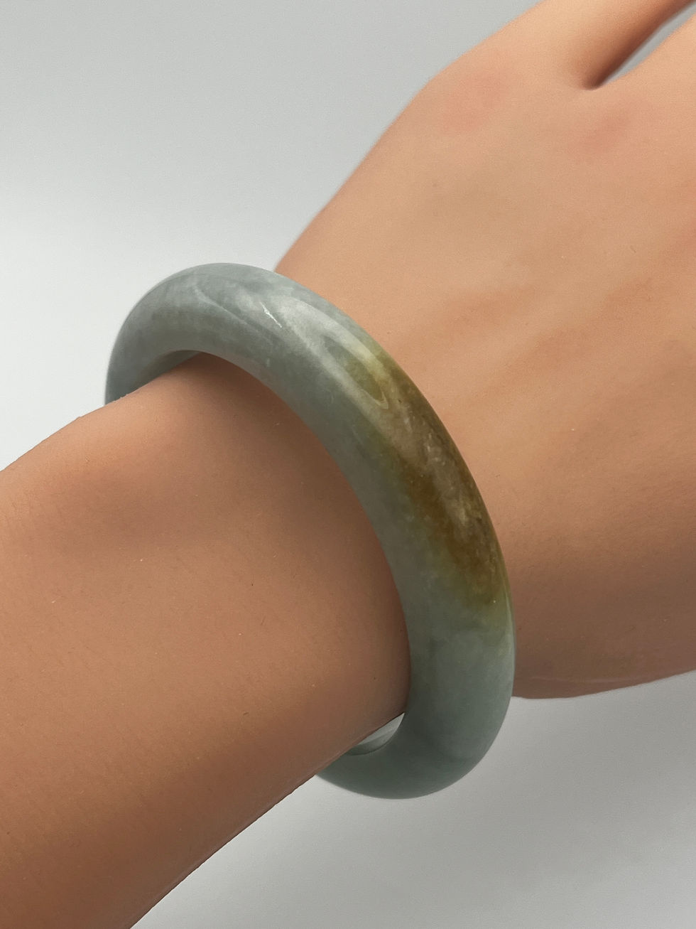 Thumbnail: Jade Bangle Light Green with Yellow ( 52 mm )