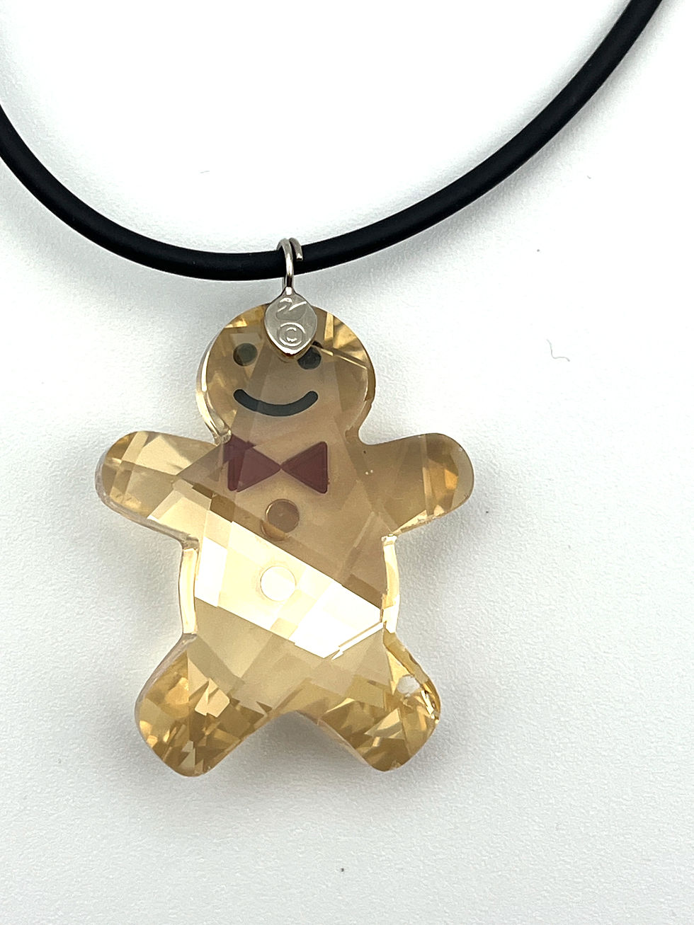 Thumbnail: Swarovski Gingerbreadman Necklace Ornament Gently Used