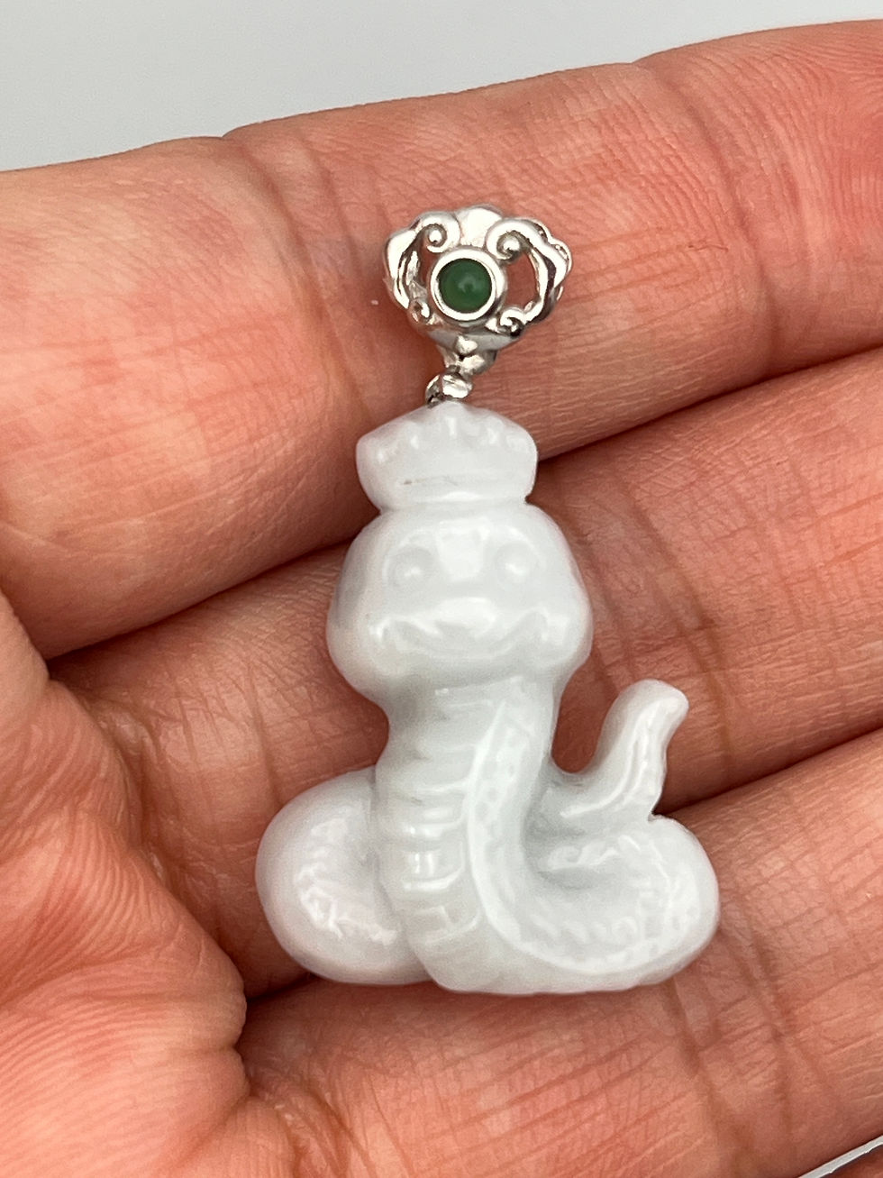 Thumbnail: Jade Snake Green S925 Sterling Silver Bail
