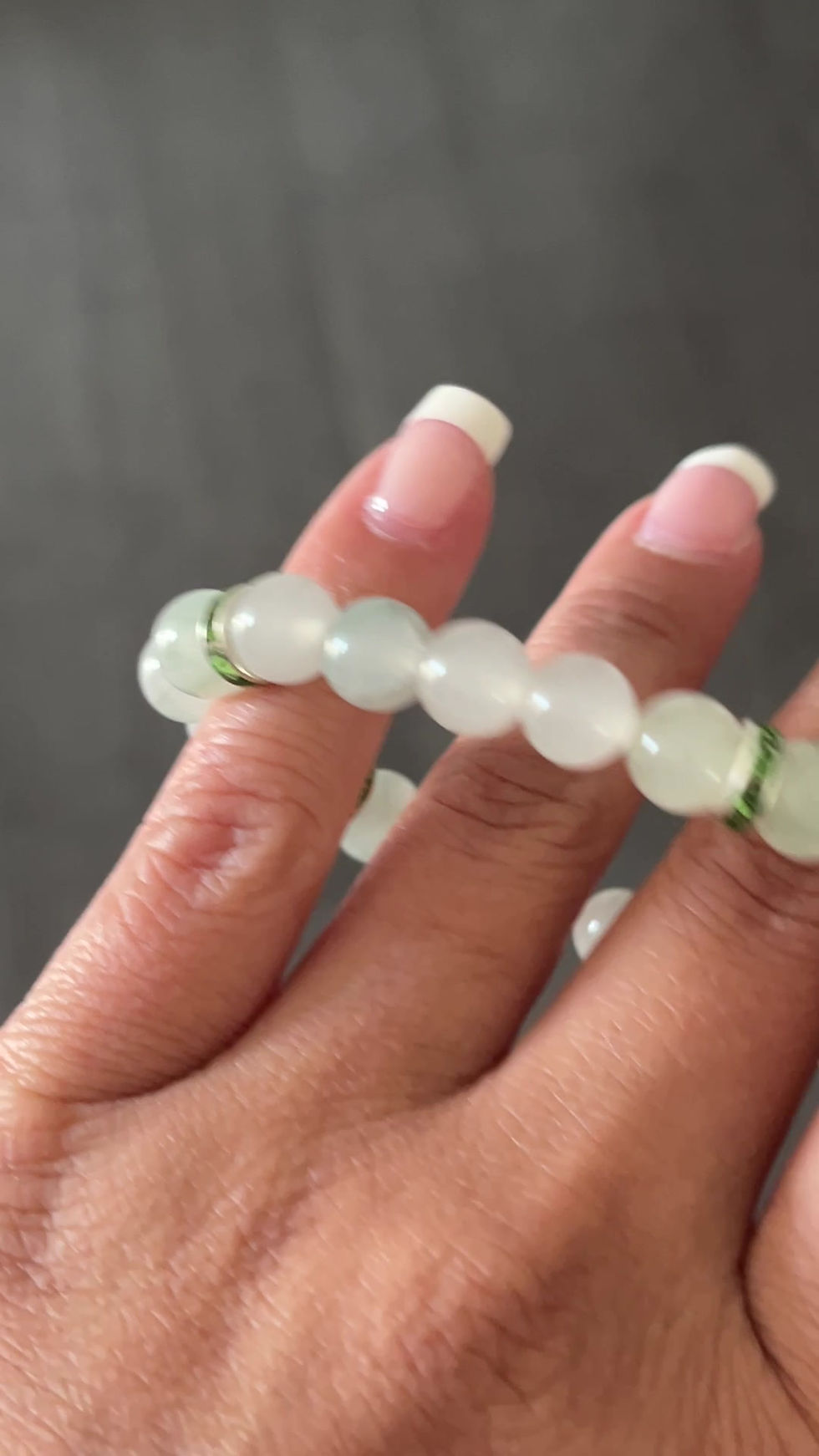 Thumbnail: Jade "Lucky" Tian Shan Jade Silver Tone Bracelet (7 inches)