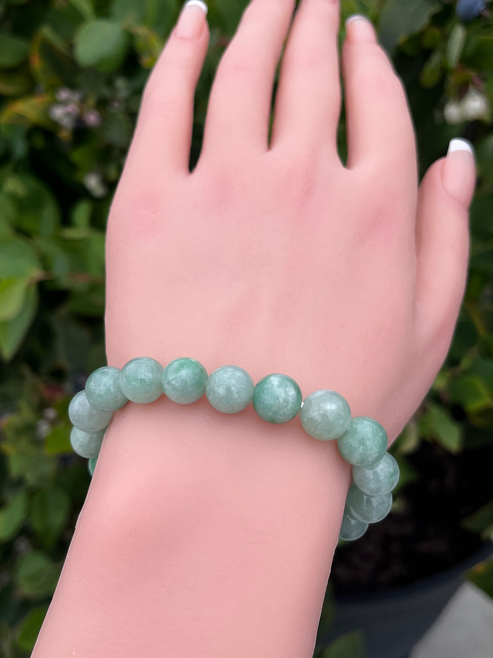 Thumbnail: Burma Jadeite Beads Light Spicy Green Beads Bracelet ( 6.5 inches )
