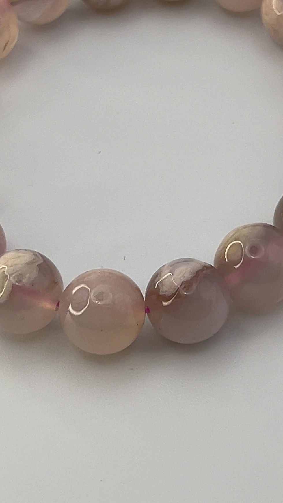 Thumbnail: Agate Bracelet Beads Sakura ( 7 in)