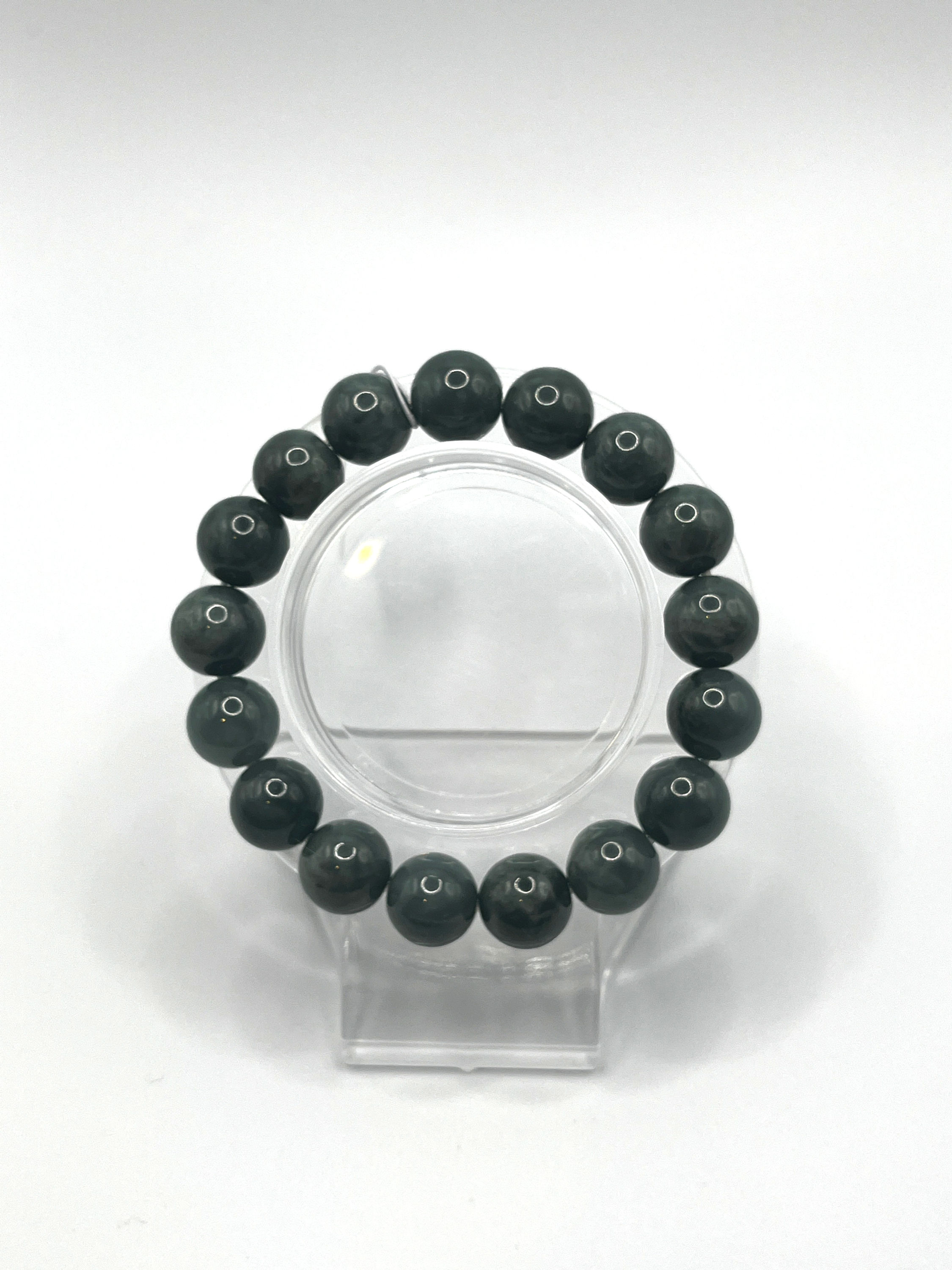 Jade Bracelet Oily Green 12mm beads size (7 in)