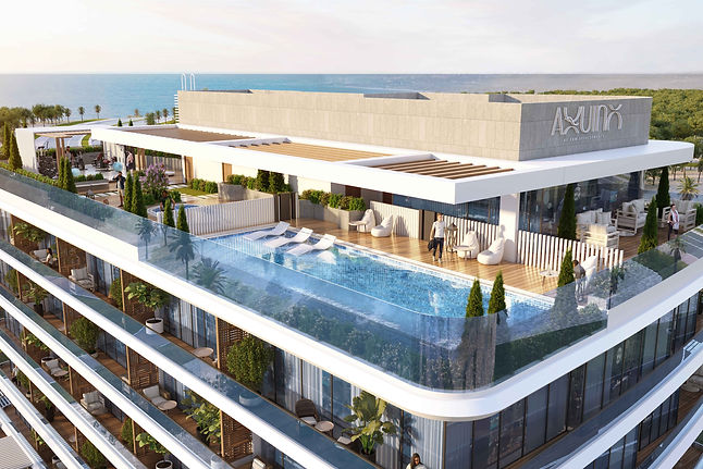 Aquino's rooftop pool with the sea beyond, Al Marjan Island