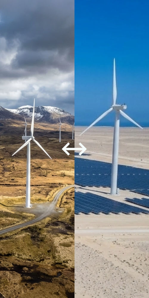 Cross border visual of onshore wind & solar farms in EU & GCC