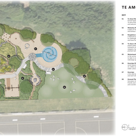 Architectural landscape design map of the play space showing various areas.