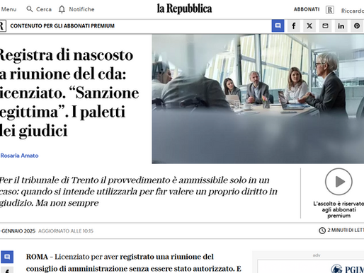 Intervista all'Avv. Filippo Salvo su licenziamento legittimo per chi registra di nascosto riunione di CDA