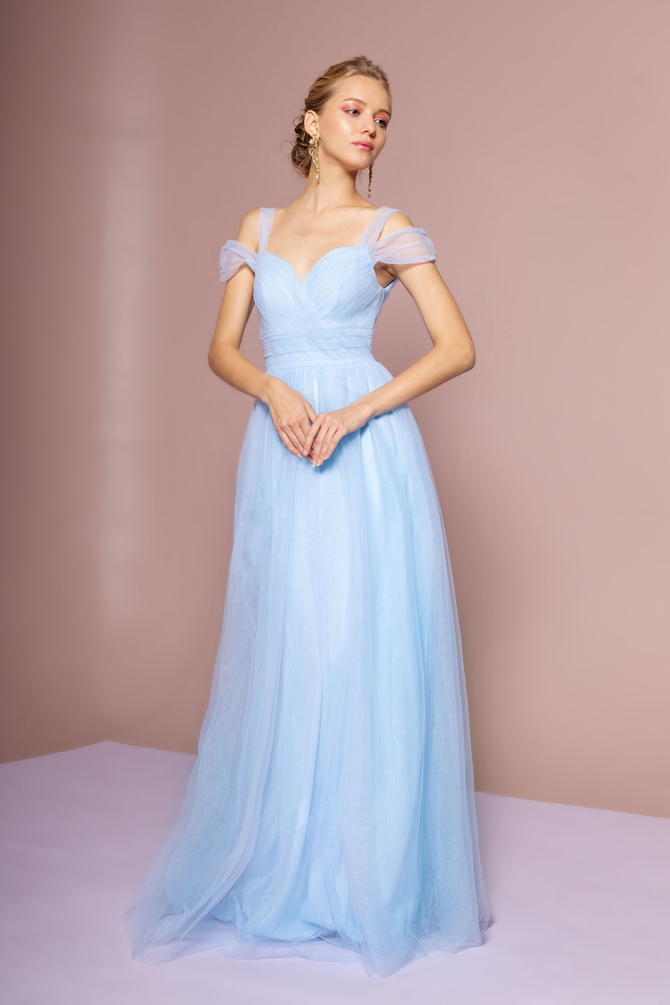 Sweethearted Chiffon Long Dress w/ V-Back
