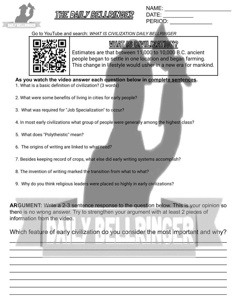 What is Civilization Worksheet | Mysite