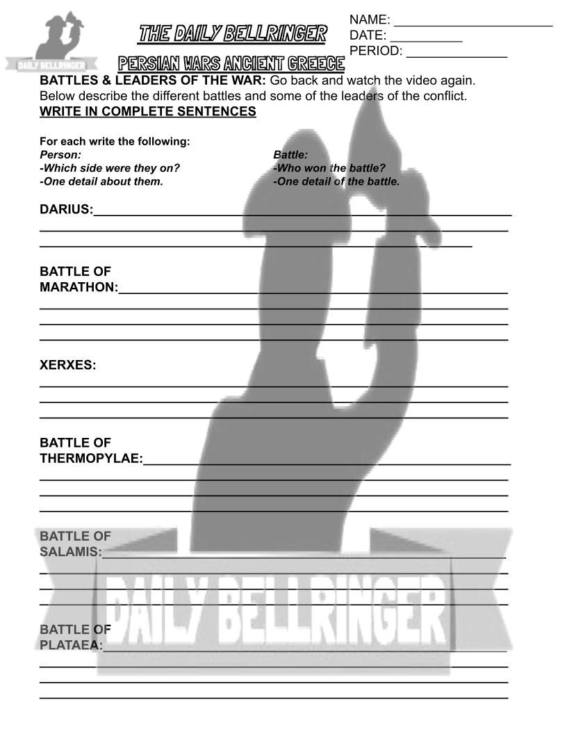 Thumbnail: The Persian Wars Worksheet