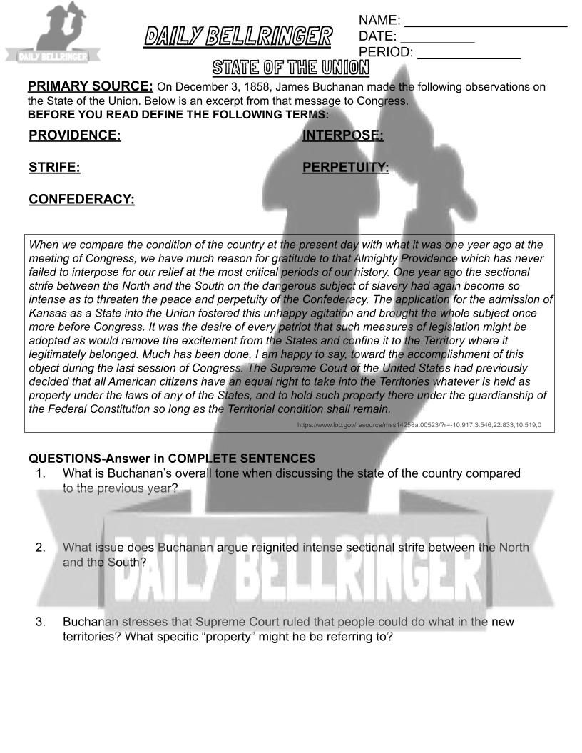 Thumbnail: President James Buchanan Worksheet