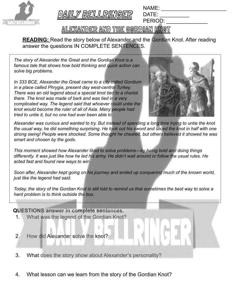 Thumbnail: Alexander the Great Worksheet