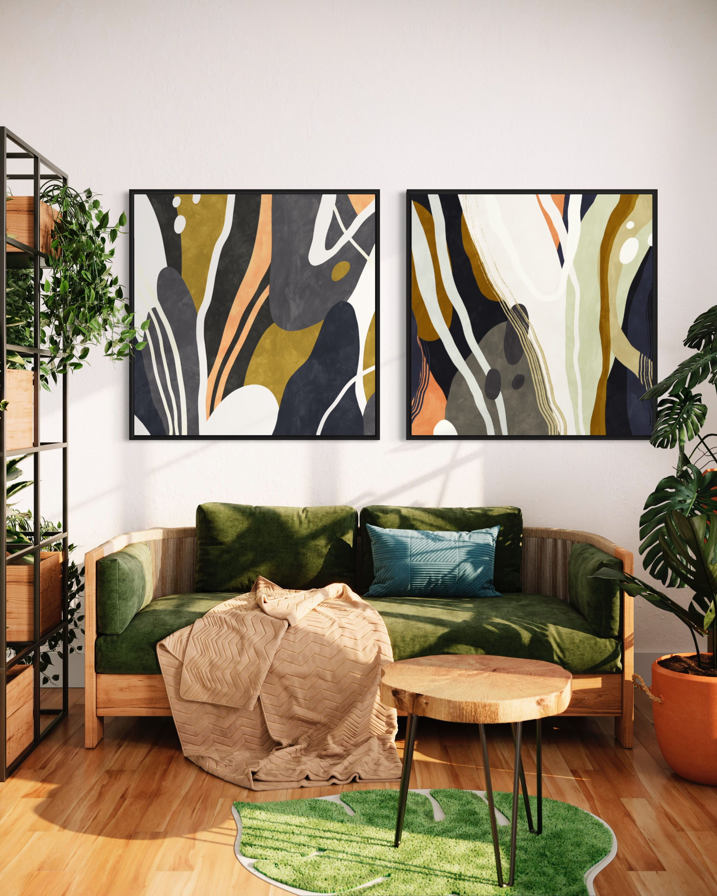 Botanical Radiance set of 2/ 80x80cm x2pc